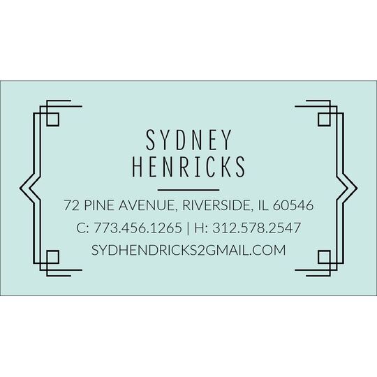 Deco Border Contact Cards - Raised Ink